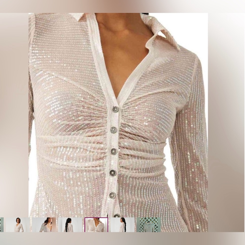 Free People Iridescent Cream Blouse - Picture 4 of 5